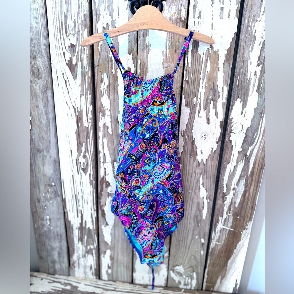 Coastal Zone by Jantzen One Piece size Large Paisley Print Swimsuit Back tie